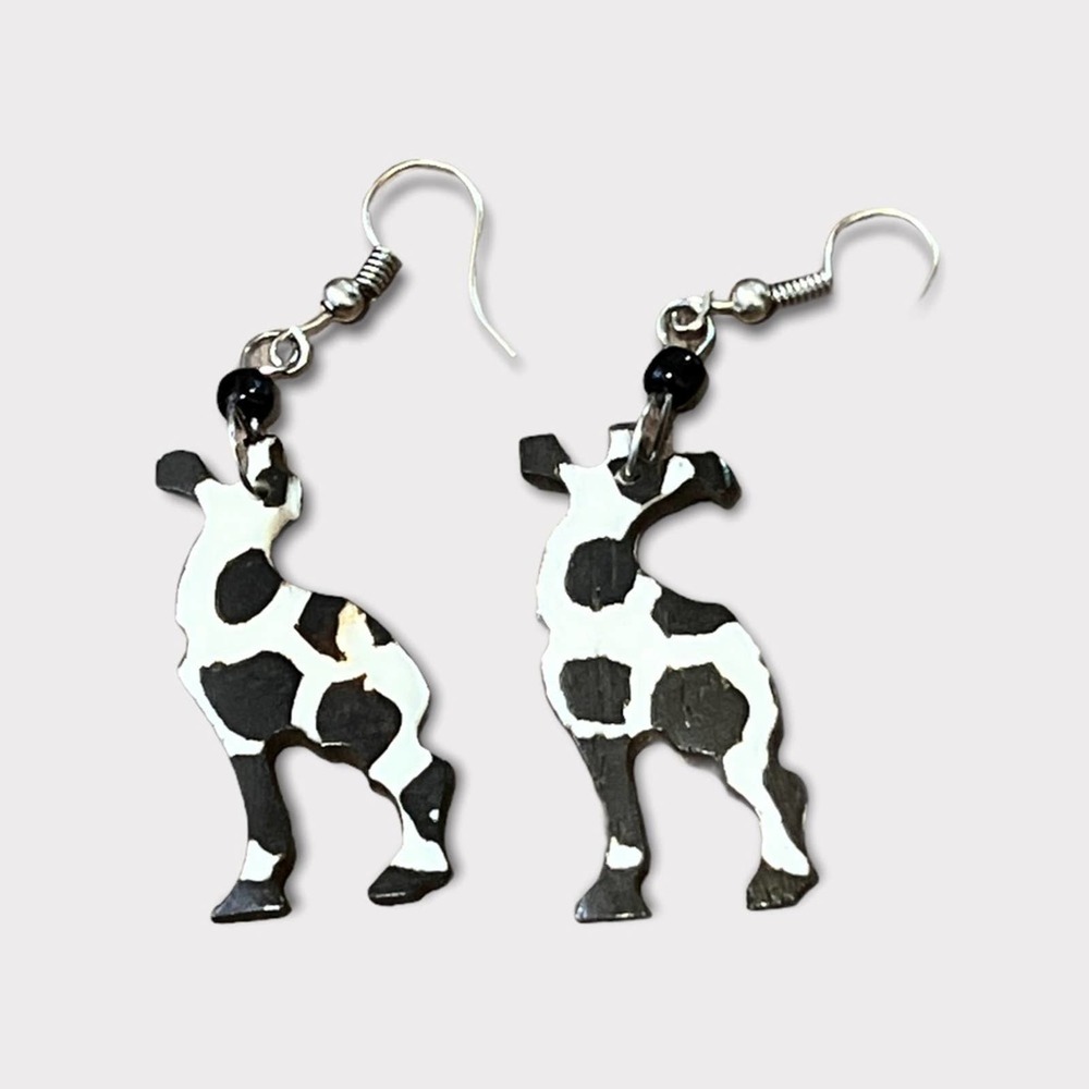 Giraffe earrings hand carved in Kenya